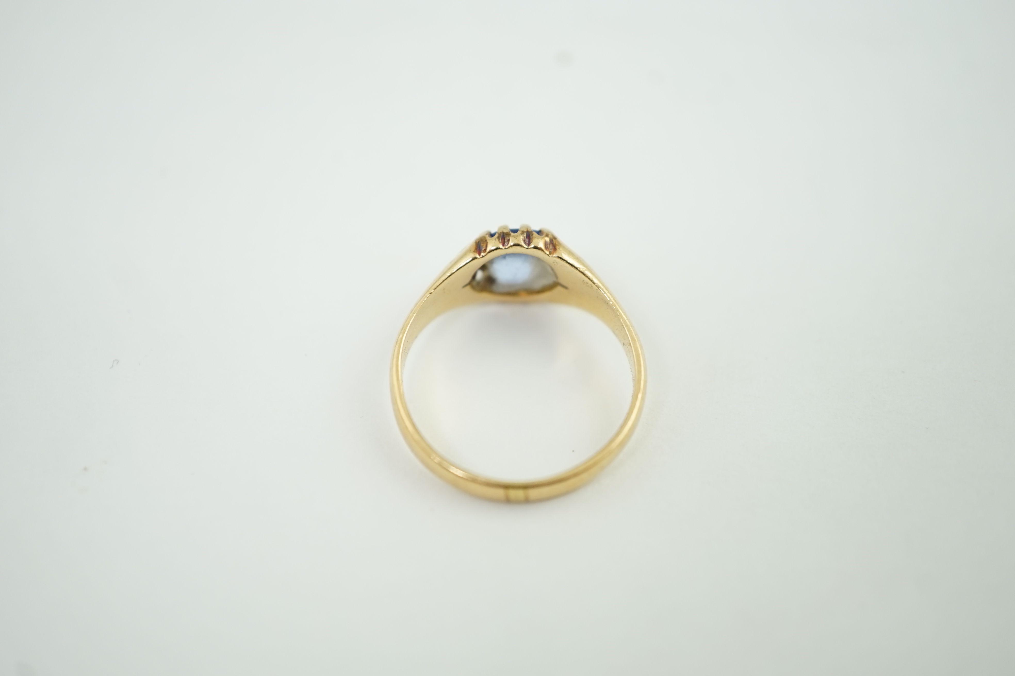 A George V gold and sapphire solitaire ring